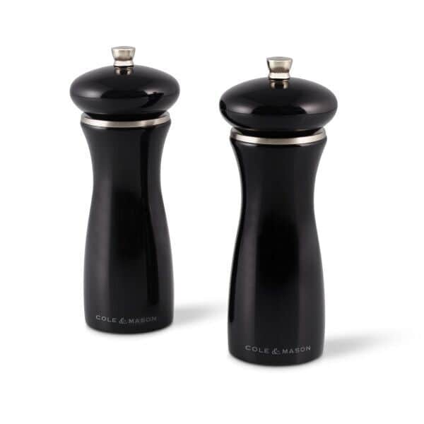COLE&MASON Комплект мелнички за сол и пипер “SHERWOOD BLACK GLOSS“ – 16,5 см. – цвят черен