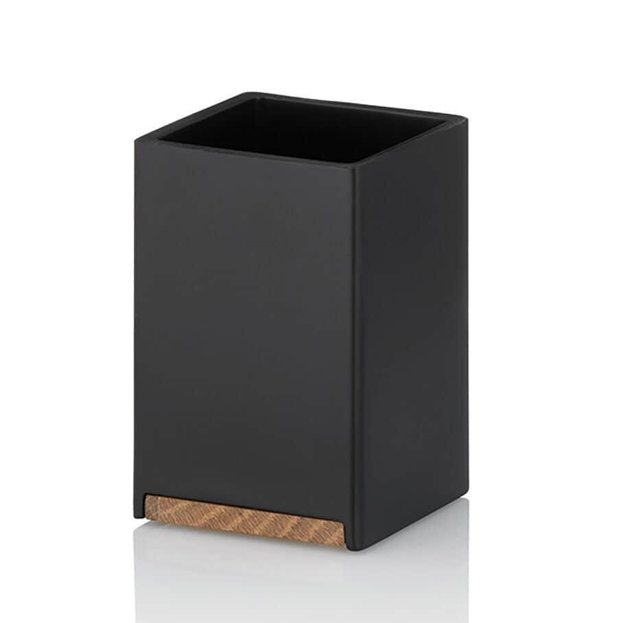 KELA Чаша за баня “Cube“ – черна с дървен елемент