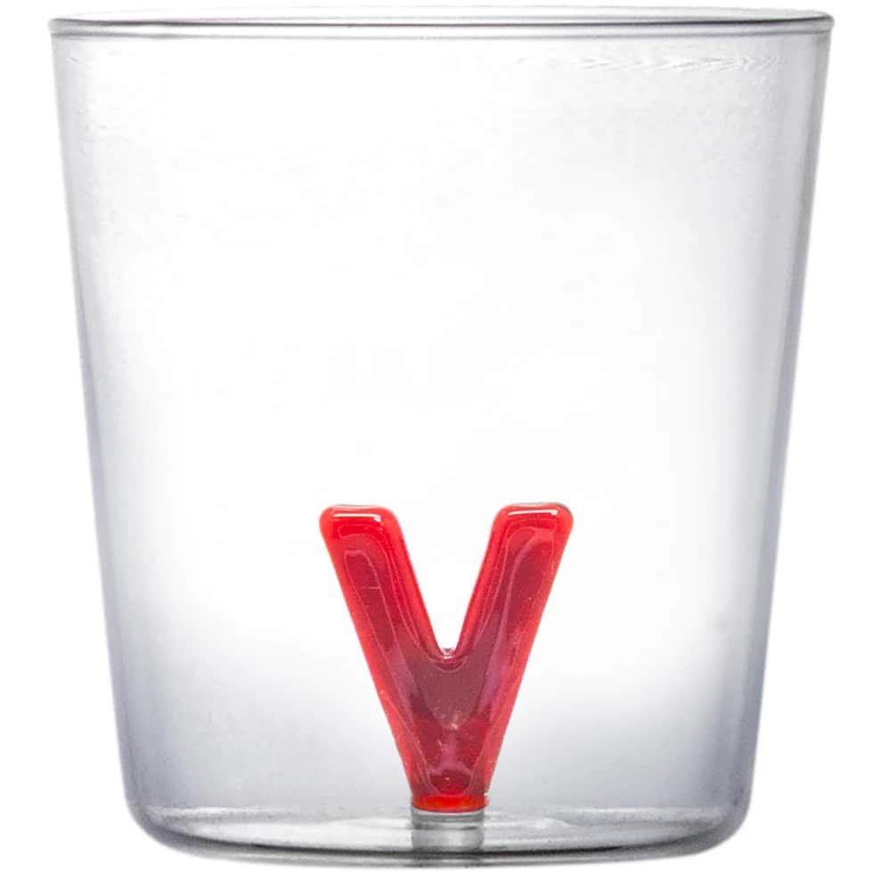 Vin Bouquet Стъклена чаша с декорация БУКВА V - 350 мл.