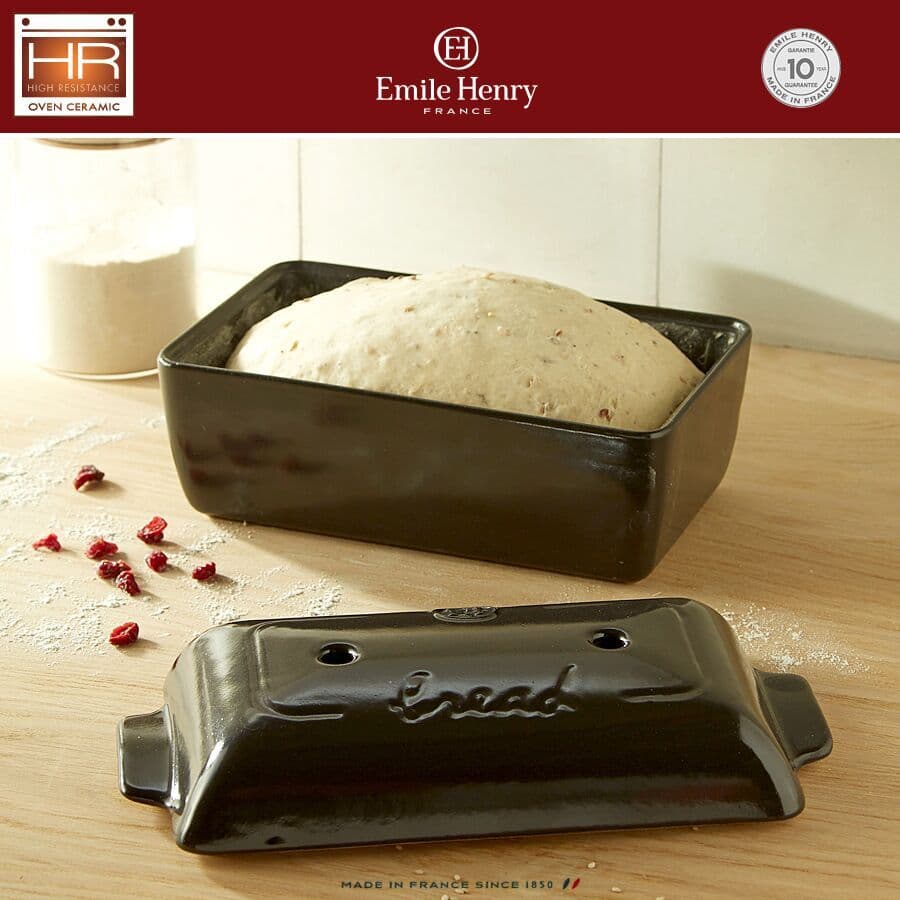 EMILE HENRY Керамична правоъгълна форма за печене на хляб „BREAD LOAF BAKER“ – 28 х 13 х 12 см – цвят черен
