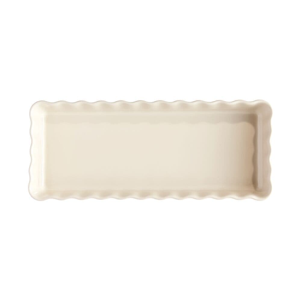 EMILE HENRY Керамична форма за тарт „SLIM RECTANGULAR TART DISH“- цвят екрю