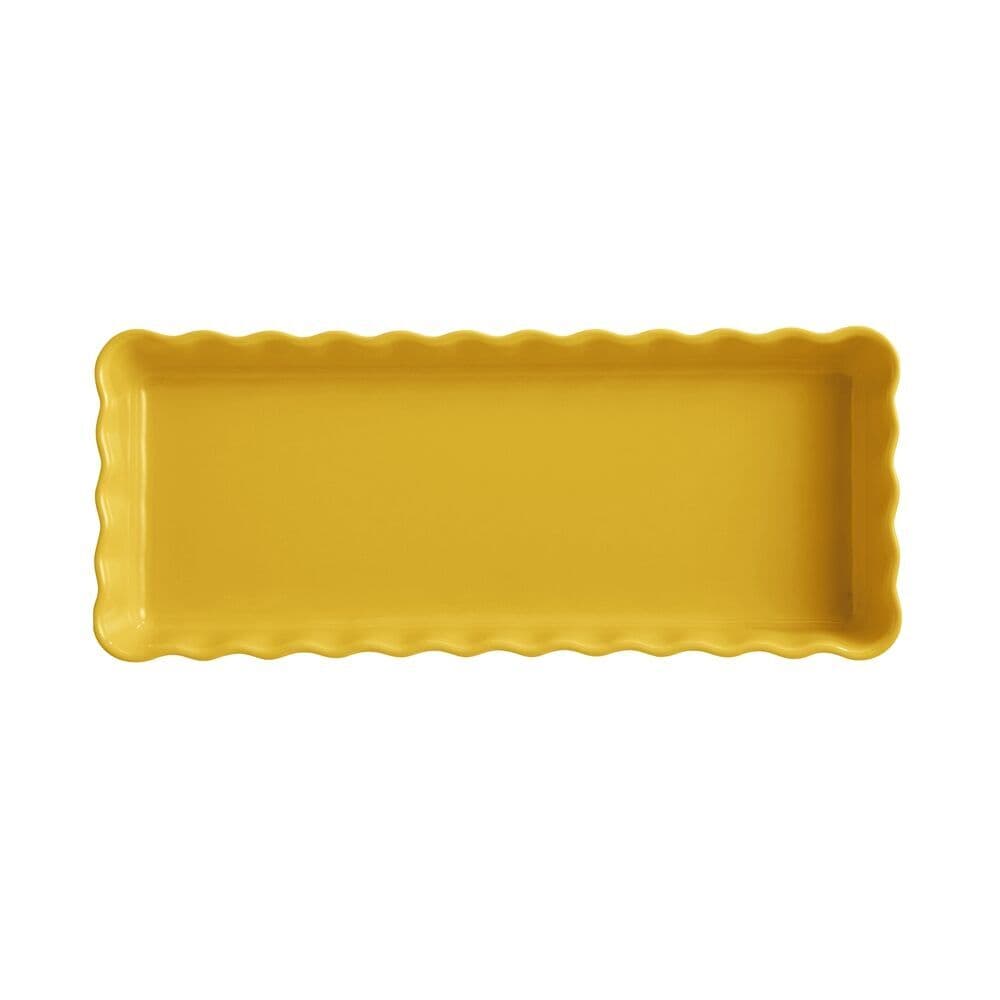 EMILE HENRY Керамична форма за тарт „SLIM RECTANGULAR TART DISH“- цвят жълт