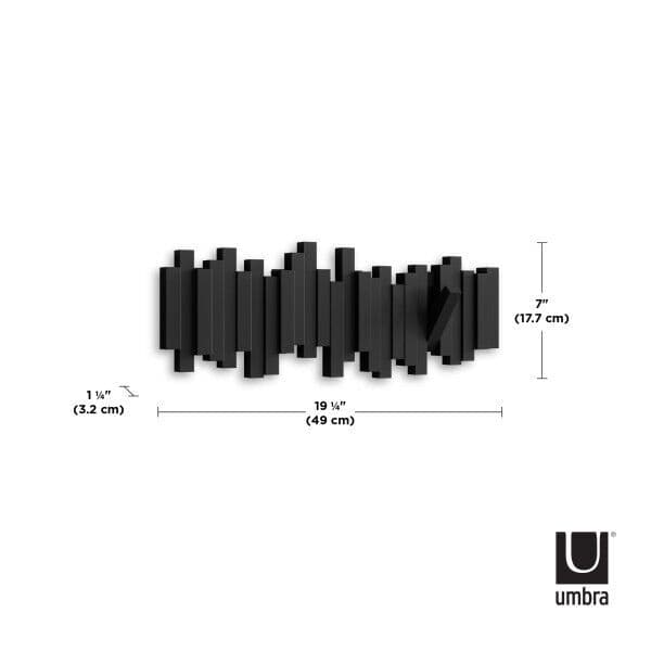 UMBRA Закачалка за стена с 5 бр. закачалки “STICKS“ – цвят черен