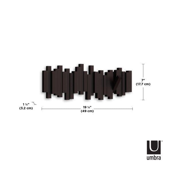 UMBRA Закачалка за стена с 5 бр. закачалки “STICKS“ – цвят еспресо