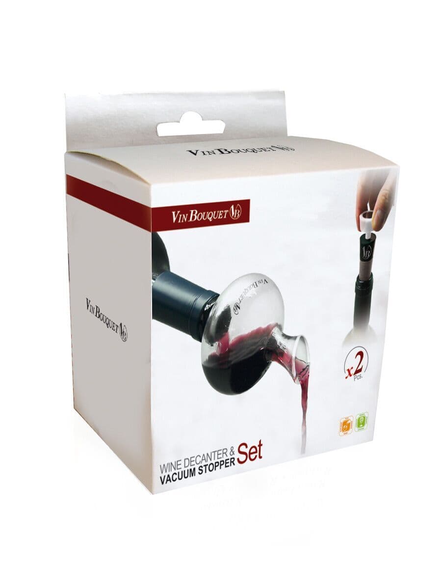Vin Bouquet Сет стъклен мини декантер и вакуум помпа