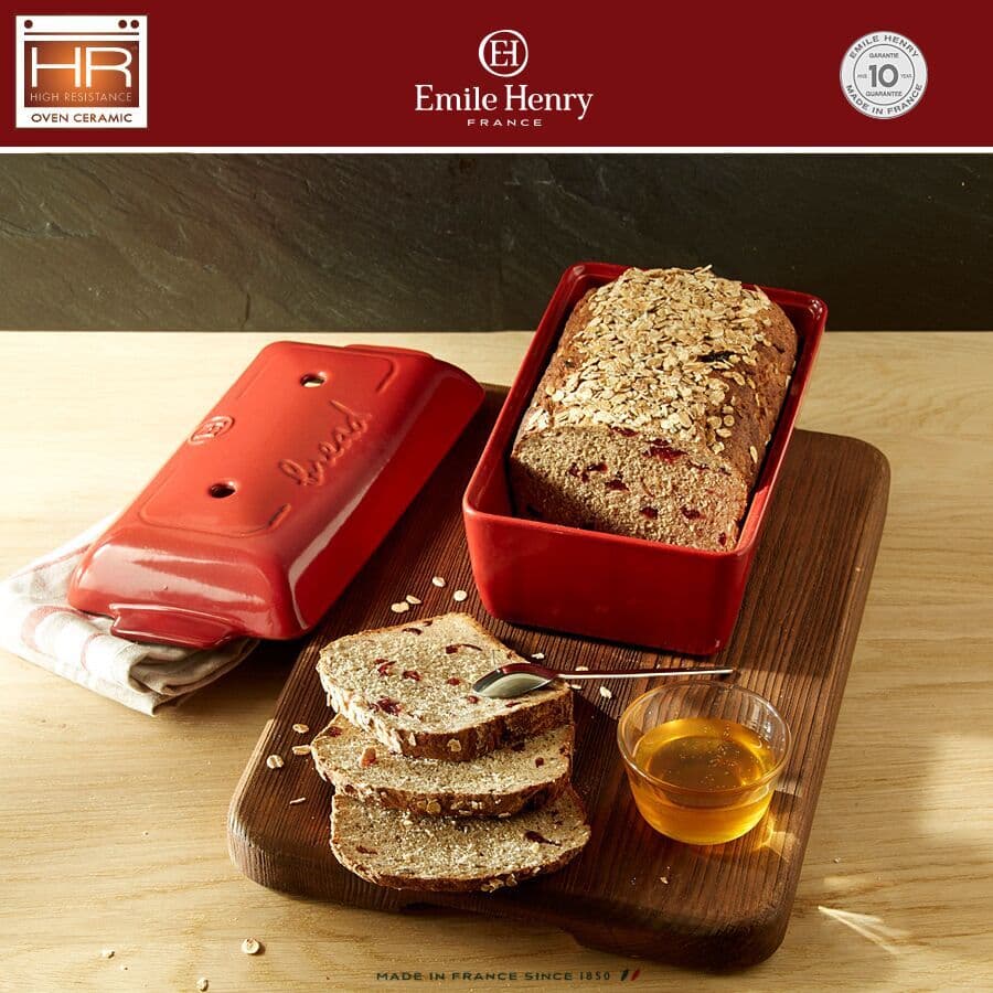 EMILE HENRY Керамична правоъгълна форма за печене на хляб „BREAD LOAF BAKER“ – 28 х 13 х 12 см – цвят червен