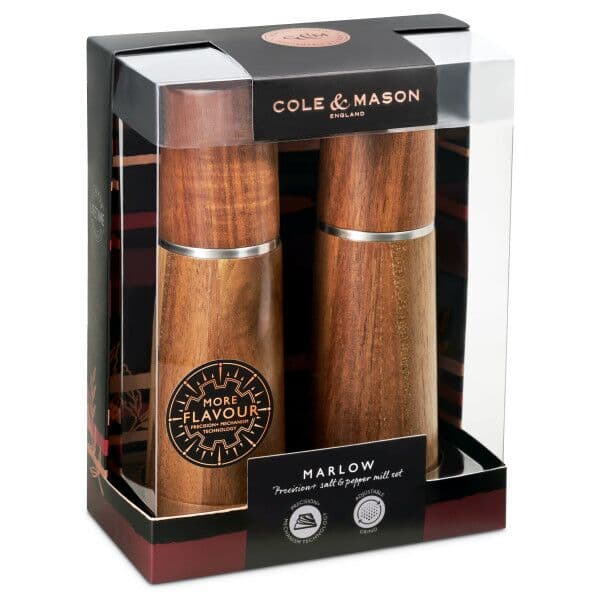 COLE&MASON Комплект мелнички за сол и пипер “MARLOW ACACIA“ – 18,5 см