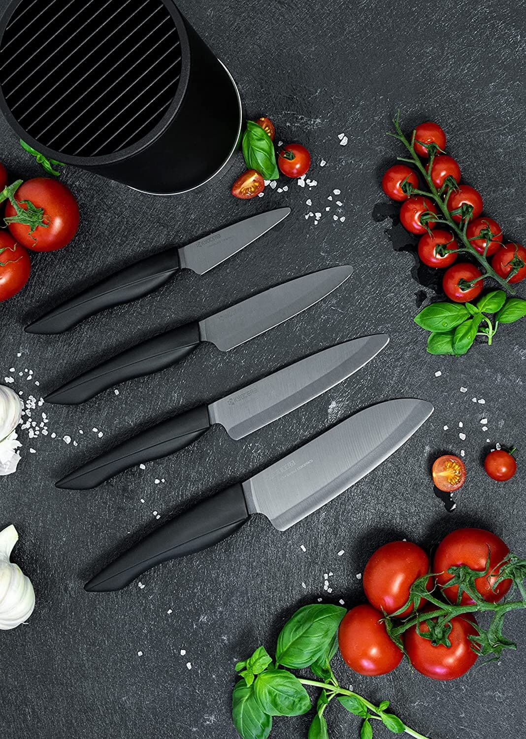 KYOCERA Комплект 4бр керамични ножове серия „SHIN“ + блок за ножове