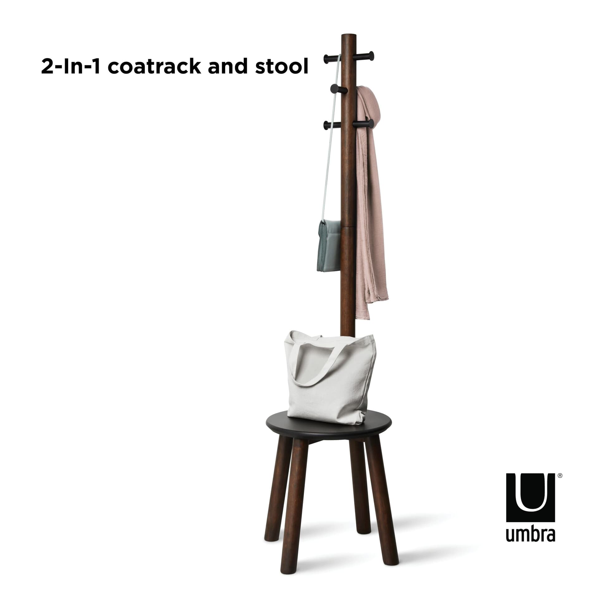 UMBRA Закачалка със стол “PILLAR STOOL“ – цвят орех
