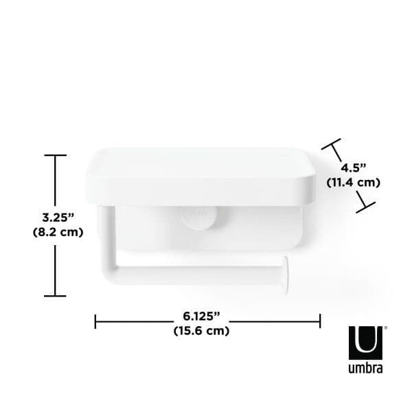 UMBRA Стойка за стена за тоалетна хартия и аксесоари 2 в 1 “FLEX ADHESIVE“ – бял цвят