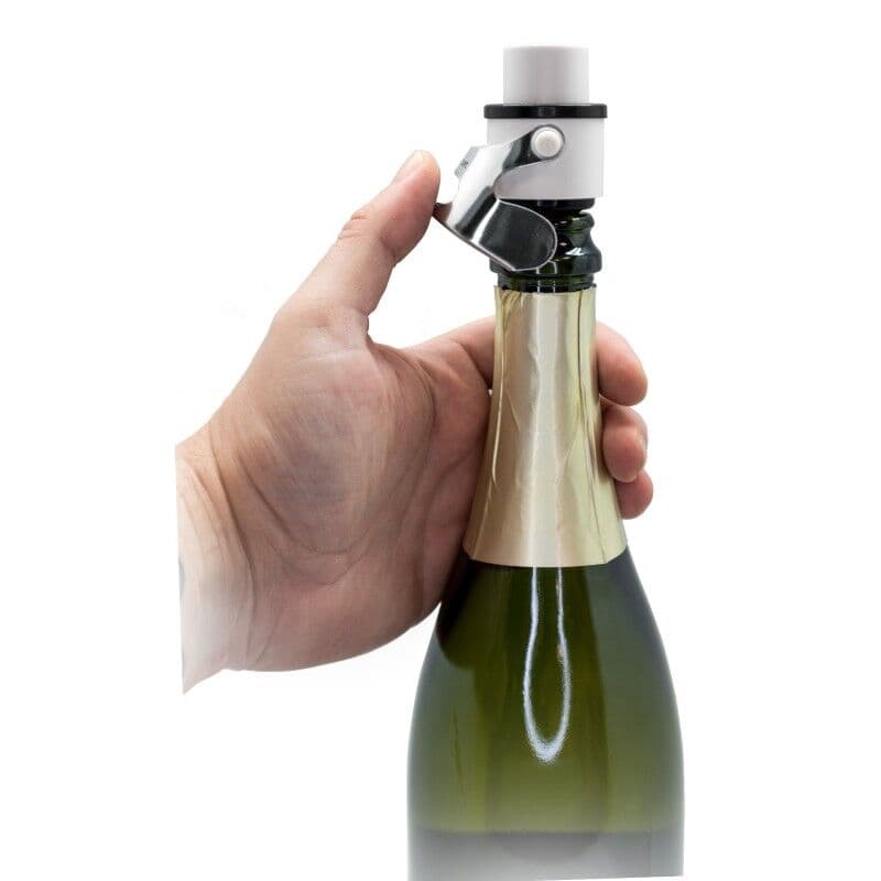 Vin Bouquet Метална тапа за шампанско с помпа – 2 IN 1 – бяла