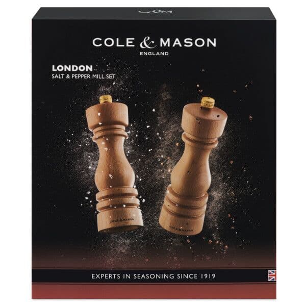 COLE & MASON Комплект мелнички за сол и пипер “LONDON“ – 18 см. – цвят натурален