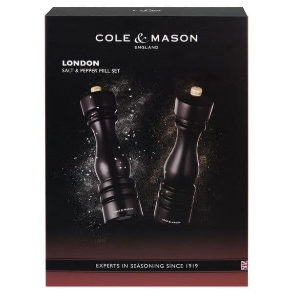 COLE & MASON Комплект мелнички за сол и пипер “LONDON“ – 22 см. – цвят тъмен шоколад