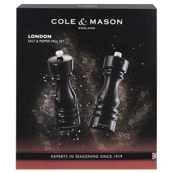 COLE & MASON Комплект мелнички за сол и пипер “LONDON“ – 18 см. – цвят черен гланц