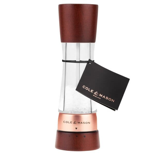 COLE & MASON Мелничка за сол “DERWENT CHESTNUT ROSE GOLD“ – 19 см. – с механизъм за прецизност – цвят орех / розово злато