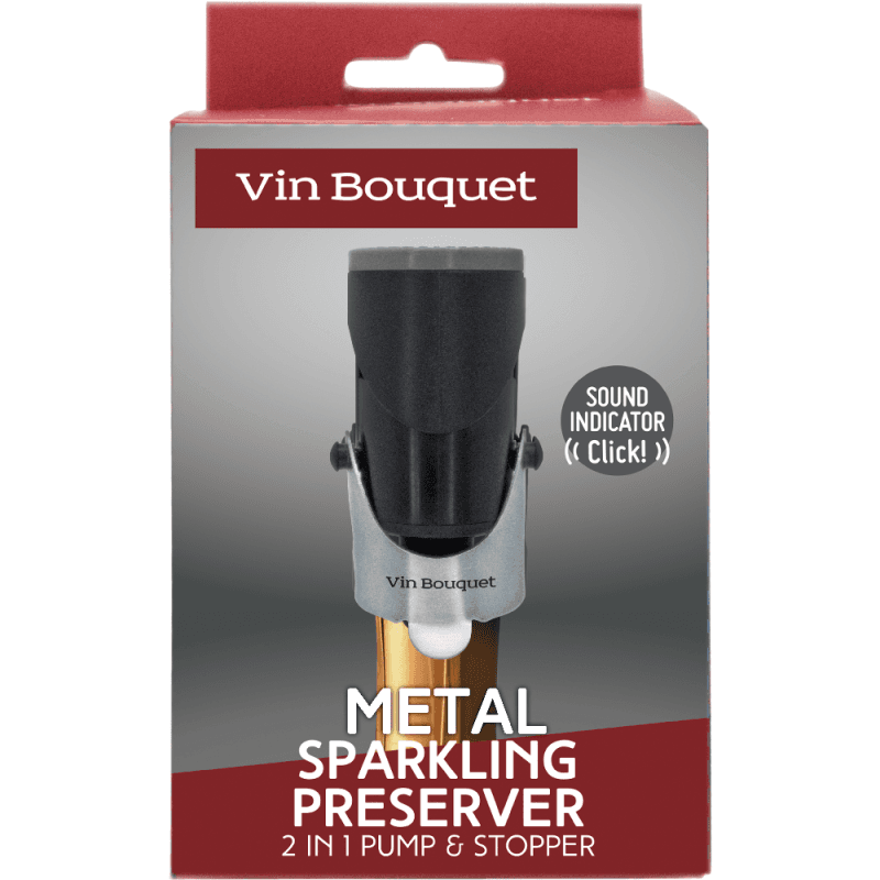 Vin Bouquet Метална тапа за шампанско с помпа и звуков индикатор – 2 IN 1