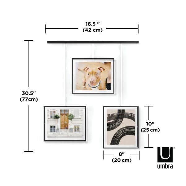 UMBRA Фотодисплей за стена “EXHIBIT“ за 3 снимки( 20х25 см.) – черен цвят