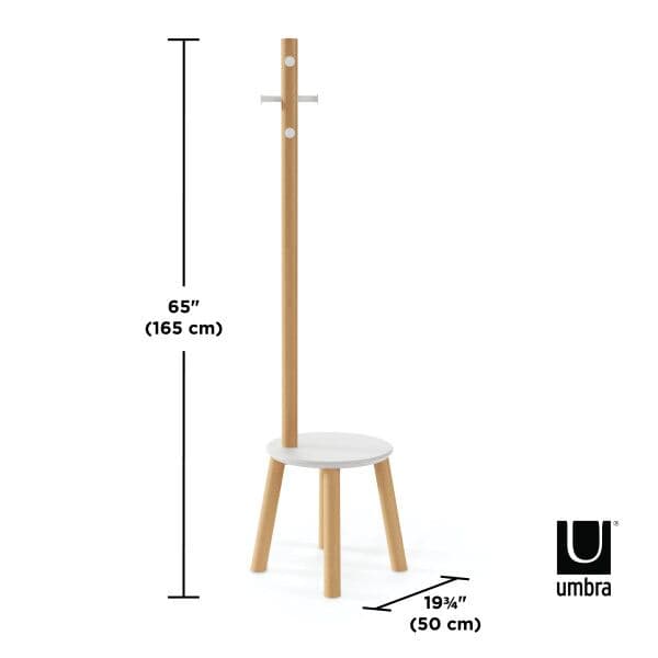 UMBRA Закачалка със стол “PILLAR STOOL“ – цвят бял / натурален