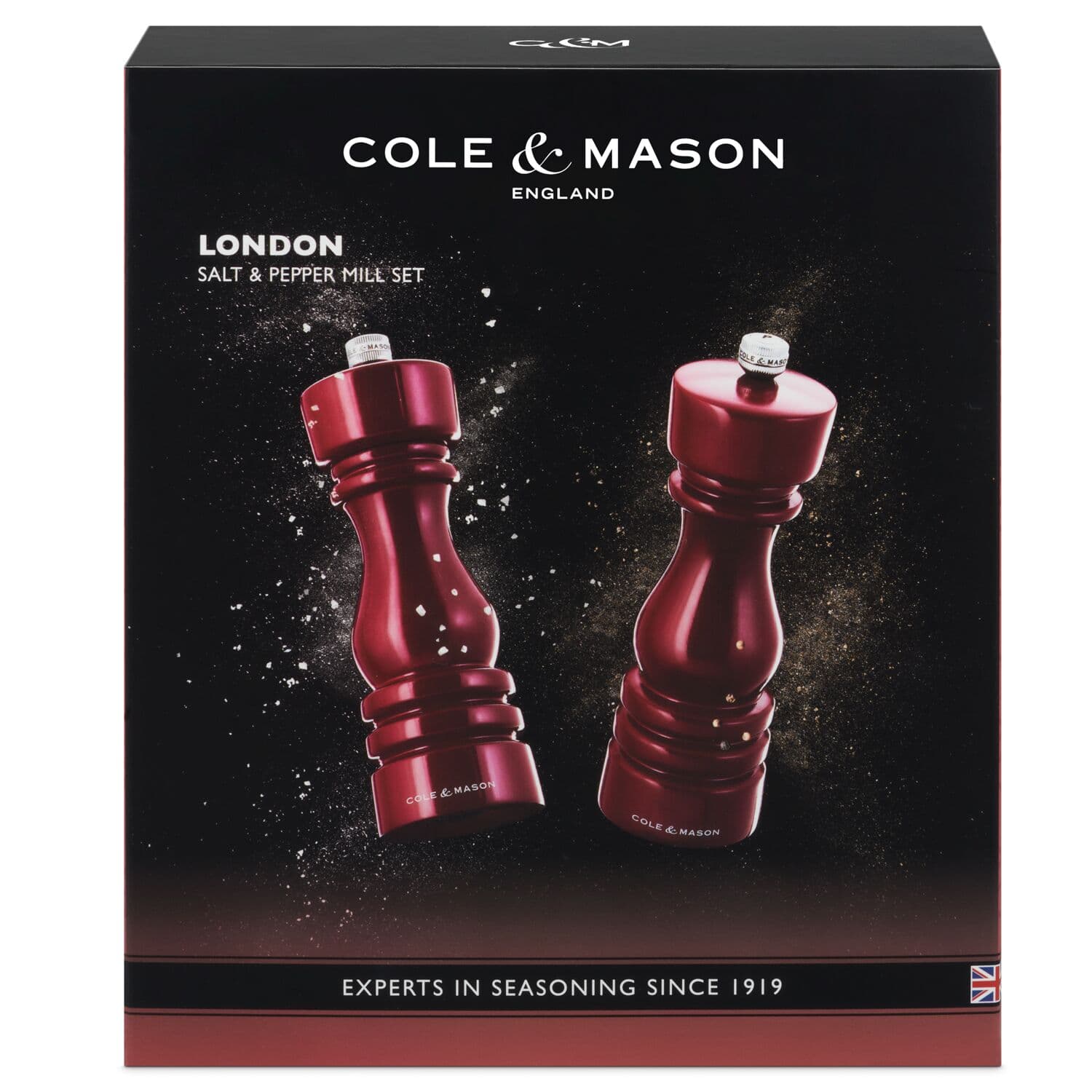COLE & MASON Комплект мелнички за сол и пипер “LONDON“ – 18 см. – цвят червен гланц