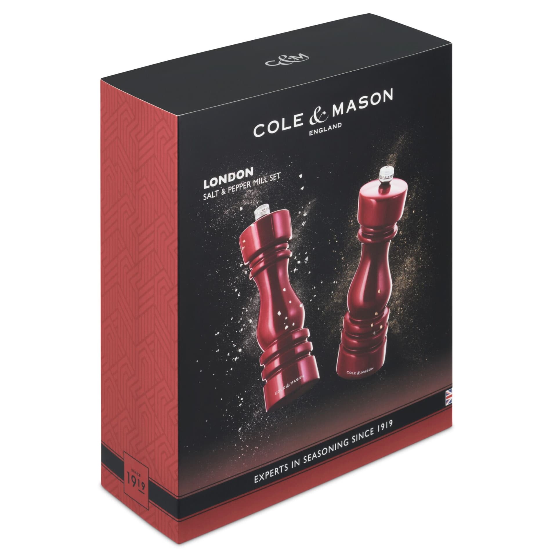 COLE & MASON Комплект мелнички за сол и пипер “LONDON“ – 18 см. – цвят червен гланц