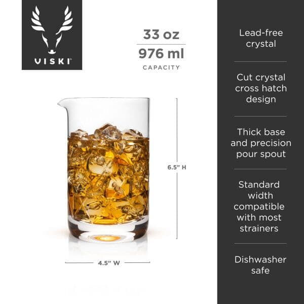 VISKI Кристална чаша за миксиране „Cut-Crystal“ – 980мл.