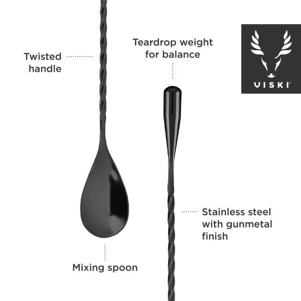 VISKI Лъжица за коктейли “Weighted – GunMetal“ – 40см.