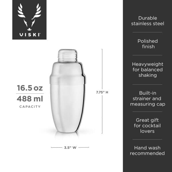 VISKI Шейкър за коктейли “HeavyWeight – Silver“ – 500мл.