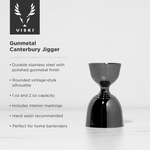 VISKI Двоен джигър/мярка за алкохол 30мл/60мл “Canterbury-GunMetal“
