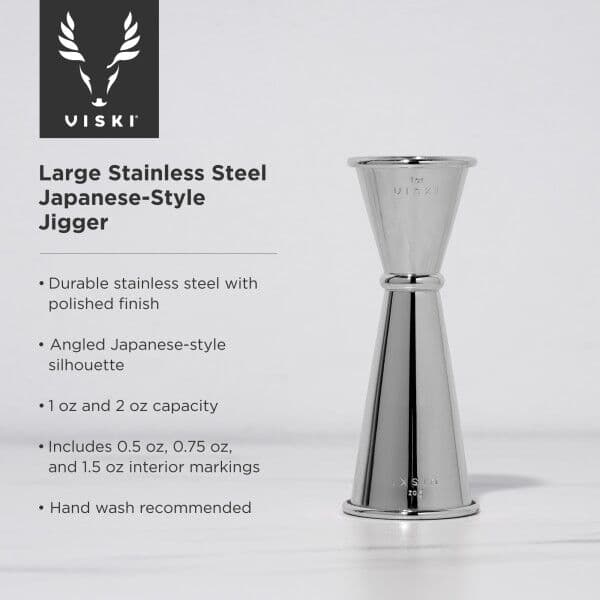 VISKI Двоен джигър/мярка за алкохол 30мл/60мл “Makoto-Silver“