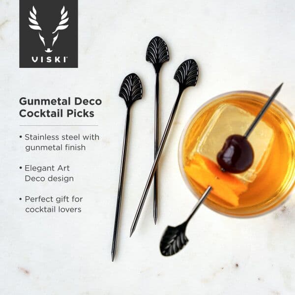 VISKI Коктейлни клечки 4бр. “Art Deco GunMetal“
