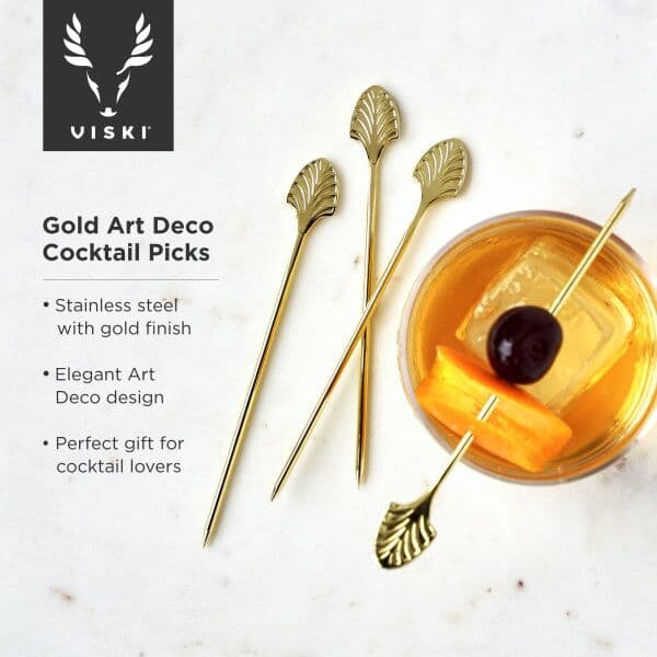 VISKI Коктейлни клечки 4бр. “Art Deco Gold“