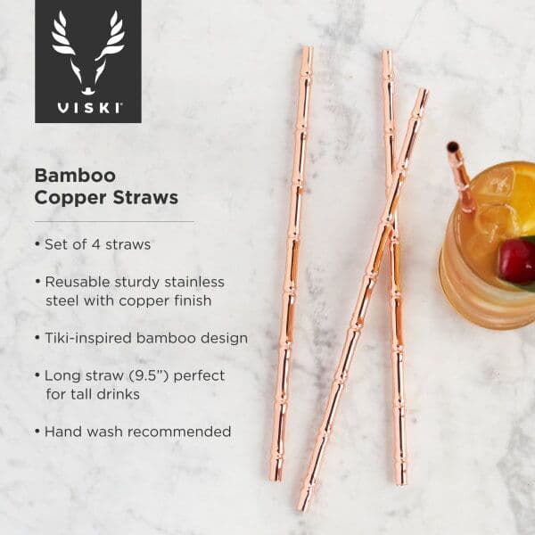 VISKI Коктейлни сламки “Bamboo Copper“ – 4бр.