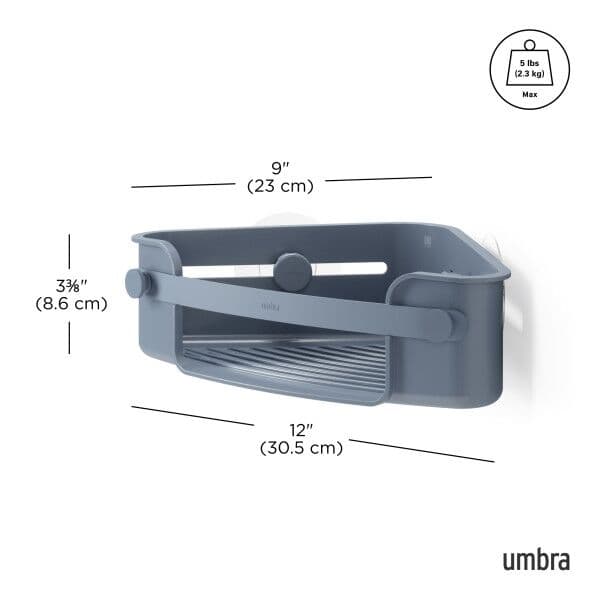 UMBRA Ъглов стенен органайзер за баня “FLEX ADHESIVE“ – пастелено син
