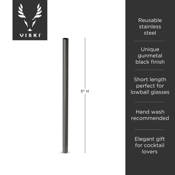 VISKI Коктейлни сламки “LowBall GunMetal“ – 6бр, черни