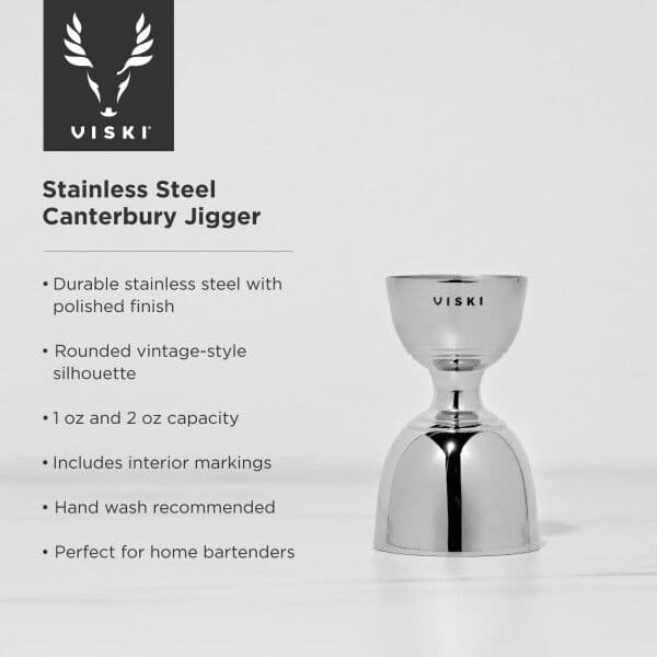 VISKI Двоен джигър/мярка за алкохол 30мл/60мл “Canterbury-Silver“