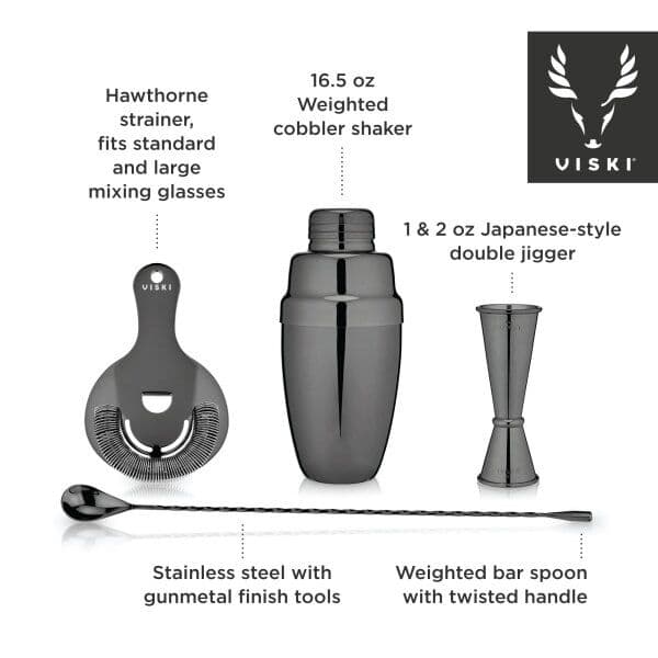 VISKI Сет за коктейли 4 части “Mixologist GunMetal“