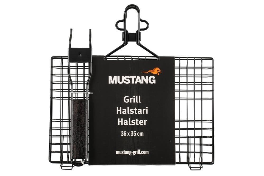MUSTANG Решетка / скара за барбекю с незалепващо покритие и мобилна дръжка – 36 х 35 см.
