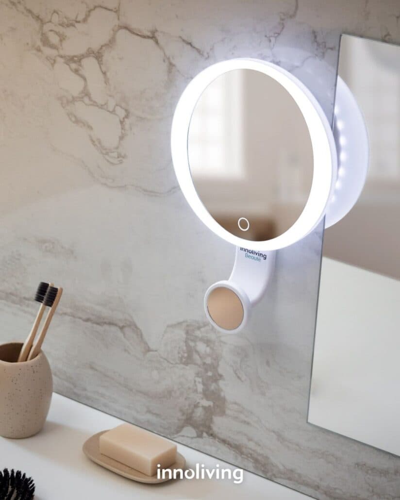 INNOLIVING Двойно козметично огледало с LED светлина INN - 806 - снимка 3