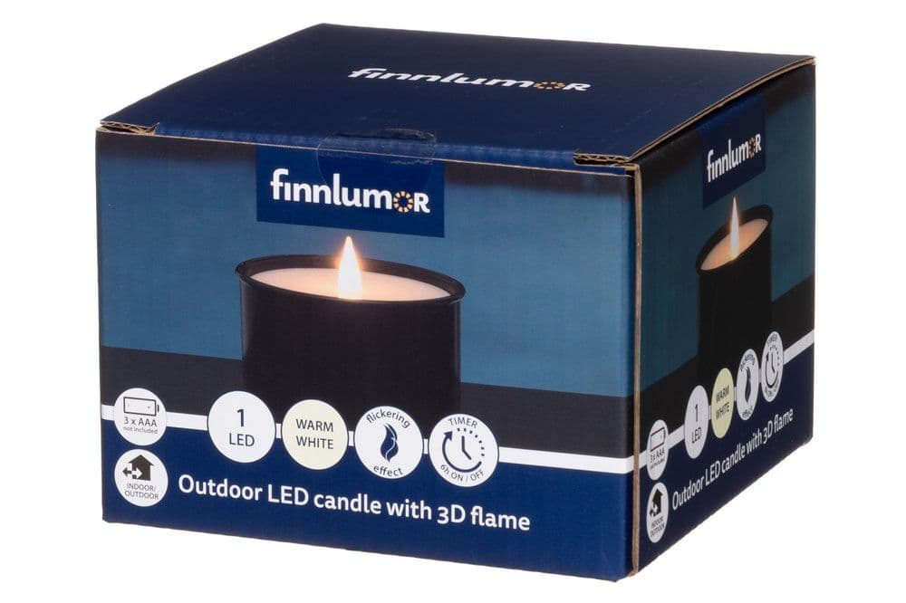 FINNLUMOR LED свещ с 3D пламък “Marchall“ - черна - снимка 3