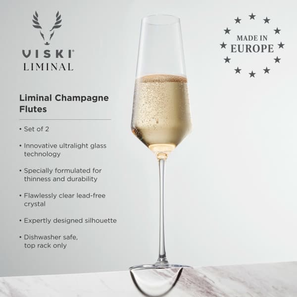 VISKI Кристални чаши за шампанско “LIMINAL“ 2бр - 266 мл. - снимка 4