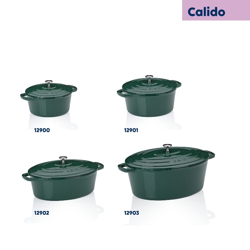 KELA Чугунена овална тенджера с капак “Calido“ - 33х26 см. - зелена - снимка 4
