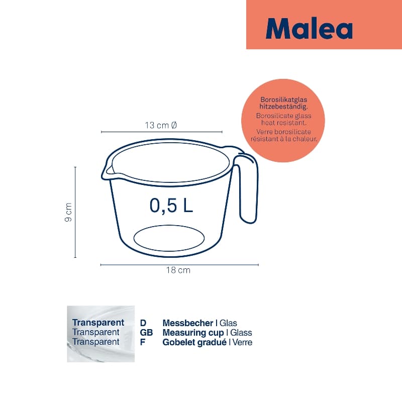 KELA Стъклена мерителна кана “Malea“ - 500 мл - снимка 4