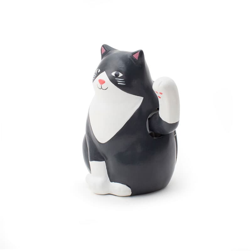 Голяма черна Lucky cat със соларно задвижване