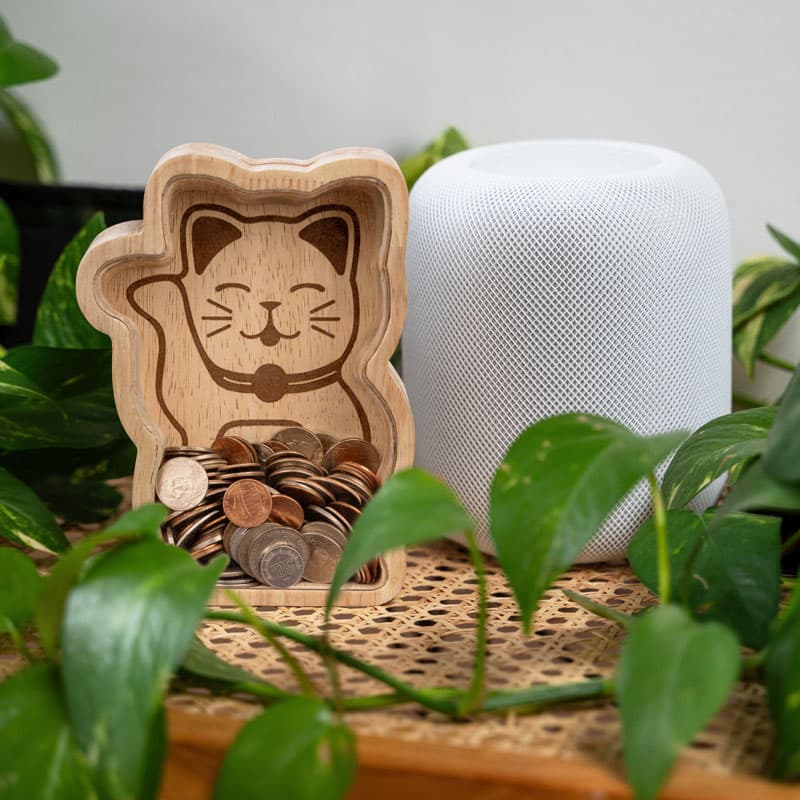 Касичка от дърво Lucky Cat - снимка 2