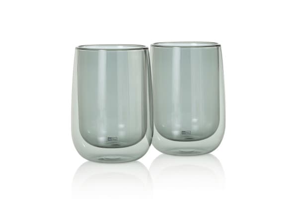 AdHoc Комплект от 2 бр. двустенни чаши DUO GLASS,400 мл. - сиво стъкло - снимка 5
