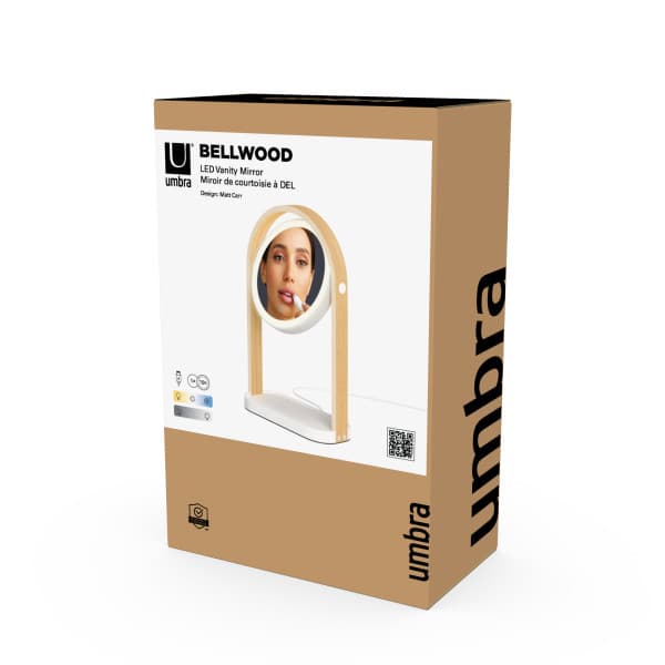 UMBRA Козметично огледало с увеличение и LED светлина “BELLWOOD“ - цвят бял / натурален - снимка 5