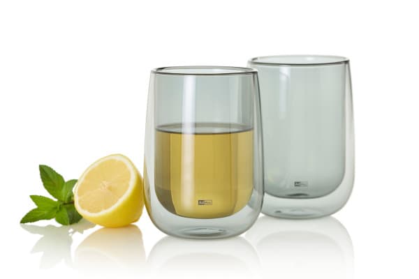 AdHoc Комплект от 2 бр. двустенни чаши DUO GLASS,400 мл. - сиво стъкло - снимка 4