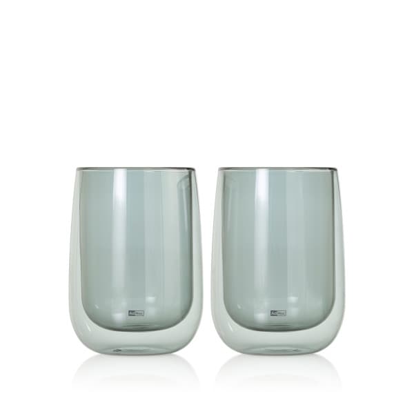 AdHoc Комплект от 2 бр. двустенни чаши DUO GLASS,400 мл. - сиво стъкло - снимка 3