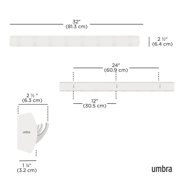 UMBRA Закачалка за стена с 8бр. закачалки “FLIP“ - цвят бял - снимка 14