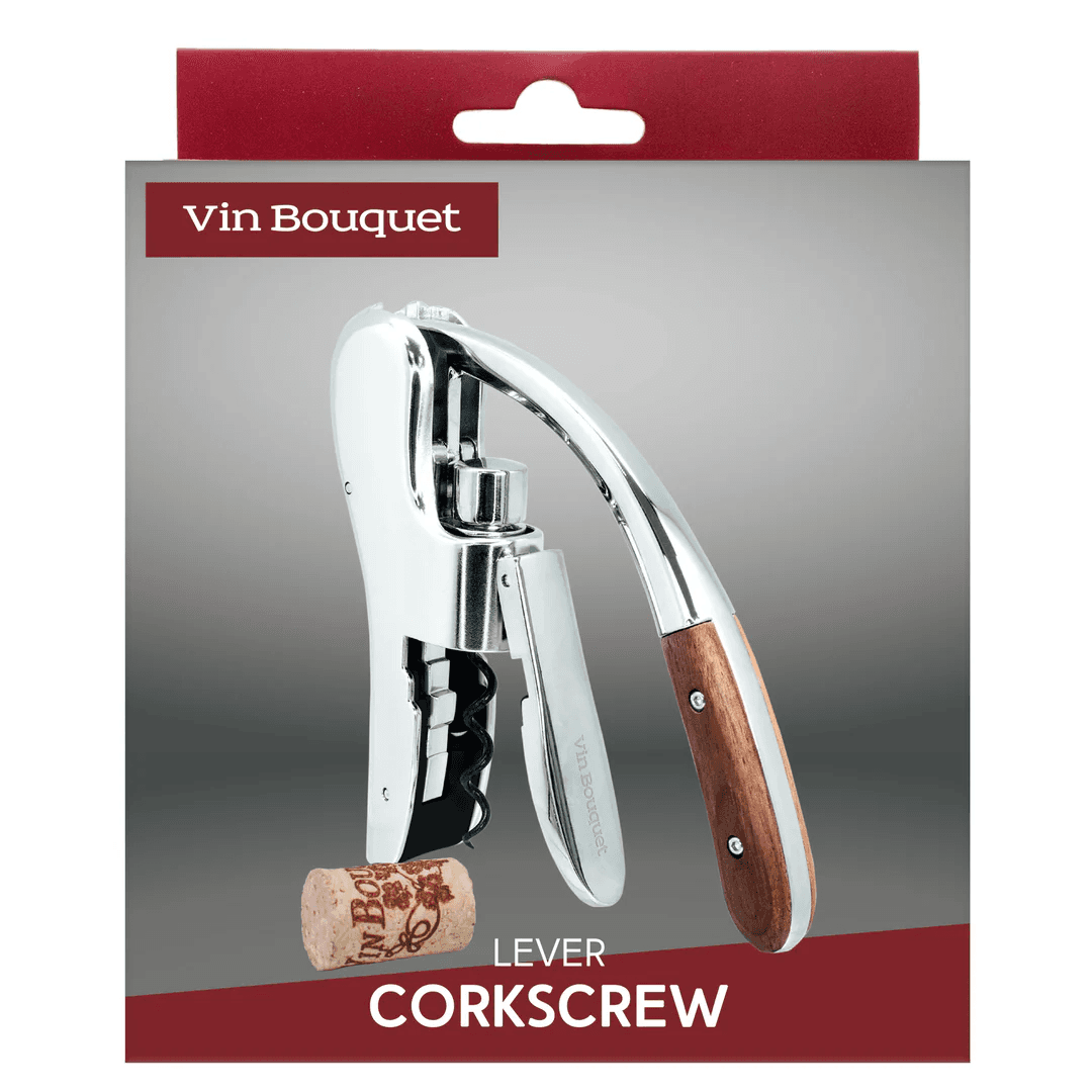Vin Bouquet Автоматичен тирбушон с дървена дръжка - хром - снимка 5